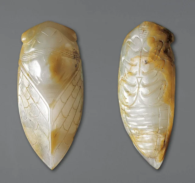 Two views of the same jade cicada.