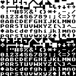 The character set of ATASCII, upscaled.