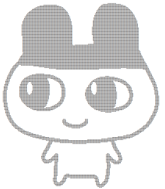 An image of Mametchi from Tamagotchi made in braille ASCII.